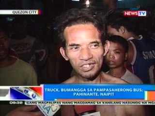 NTG: Truck, bumangga sa pampasaherong bus; pahinante, naipit