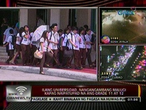 24 Oras: Ilang unibersidad, nangangambang malugi kapag naipatupad na ang grade 11 at 12