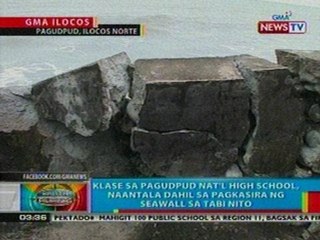 BP: Klase sa Pagudpud Net'l HS sa Ilocos, naantala dahil sa pagkasira ng seawall sa tabi nito