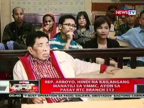 QRT: Rep. Arroyo, hindi na kailangang manatili sa VMMC, ayon sa Pasay RTC branch 112