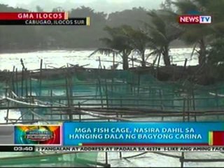 BP: Mga fish cage, nasira dahil sa hanging dala ng bagyong Carina