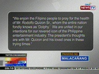 NTG: Malacañang, hinikayat ang mga pinoy na ipagdasal si Dolphy