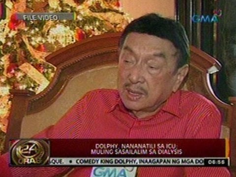 24 Oras: Dolphy, nananatili sa ICU; Muling sasailalim sa dialysis