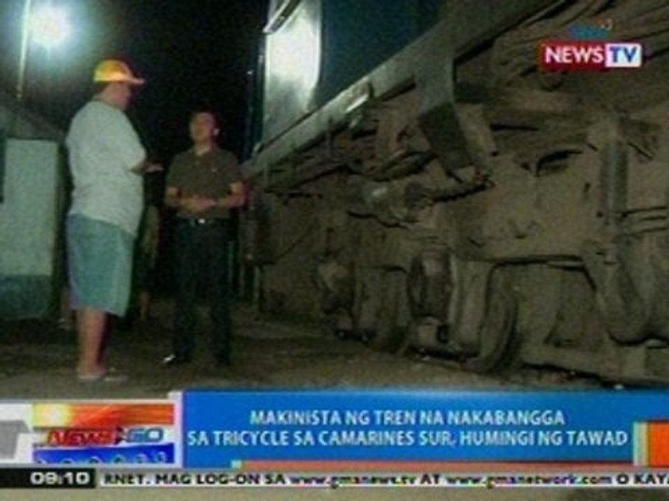 NTG: Makinista ng tren na nakabangga sa tricycle sa CamSur, humingi ng tawad