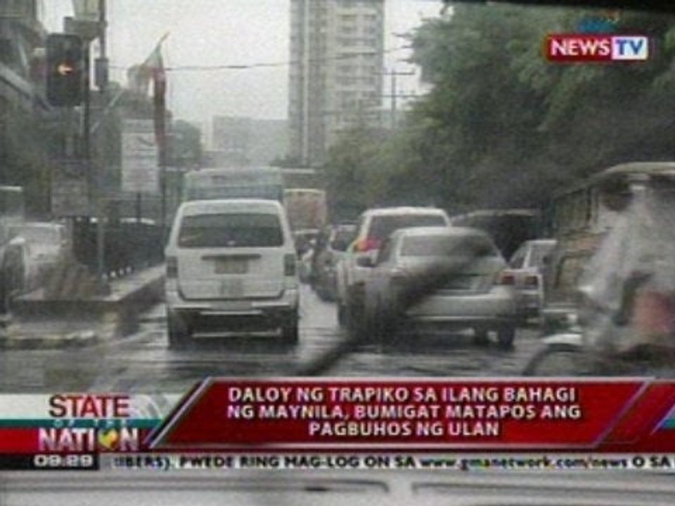SONA: Daloy ng trapiko sa ilang   bahagi ng Maynila, bumigat   matapos ang pagbuhos ng ulan