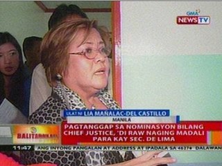 BT: Pagtanggap na nominasyon bilang Chief Justice, di raw naging madali para kay Sec. De Lima