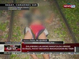 QRT: 2 lalaki nakatulog sa riles sa CamSur, patay nang masagasaan ng tren