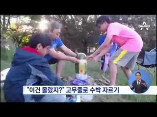 요건 몰랐지~? 고무줄로 수박 자르기!