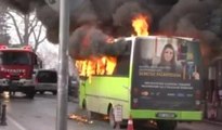 Halk otobüsünde korku dolu anlar... Alev alev yandı