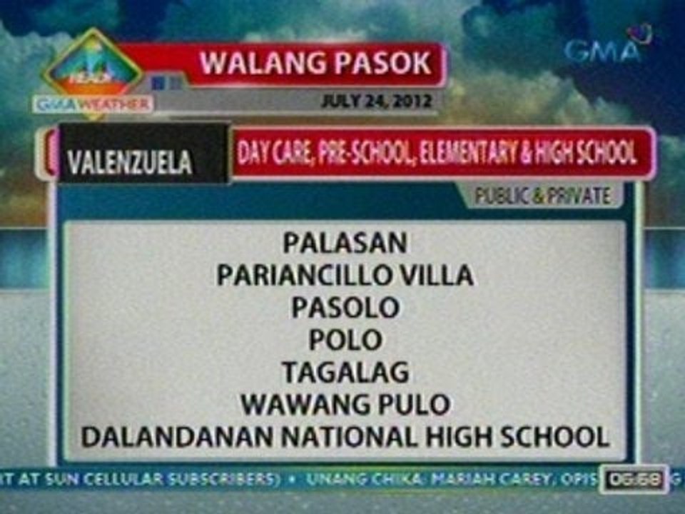 UB: Mga eskwelahan na walang pasok ngayong araw