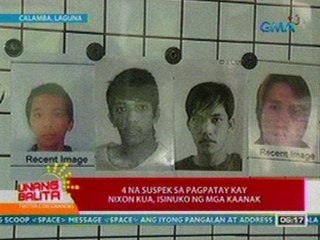 UB: 4 na suspek sa pagpatay kay Nixon Kua, isinuko ng mga kaanak