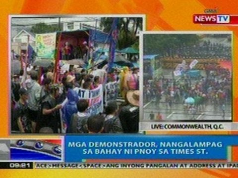 NTG: Mga demonstrador, nangalampag sa bahay ni PNoy sa Times St.