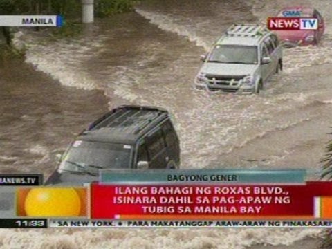 BT: Ilang bahagi ng Roxas Blvd., isinara dahil sa pag-apaw ng tubig sa Manila Bay