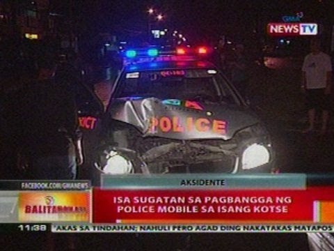 BT: 1 sugatan sa pagbangga ng police mobile sa isang kotse sa QC