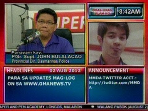 DB: Panayam ng Dzbb kay Dasmariñas Police Provincial Dir. P/Sr. Supt. John Bulalacao