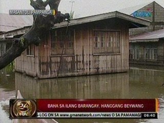 24 Oras: Baha sa ilang barangay sa Masantol, Pampanga, hanggang beywang
