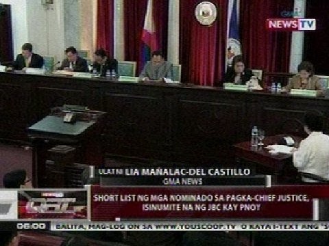 QRT: Short list ng mga nominado sa pagka-Chief Justice, isinumite na ng JBC kay PNoy
