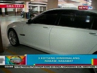 BP: 3 kotseng hinihinalang nakaw, nasabat sa Cebu