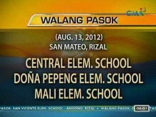 UB: Ilang eskwelahan sa San Mateo, Rizal, kanselado pa rin ang klase