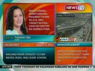 DB: Malacañang, kumpiyansang maaabot pa rin ng D.A. ang target na paglago ng sektor ng Agrikultura