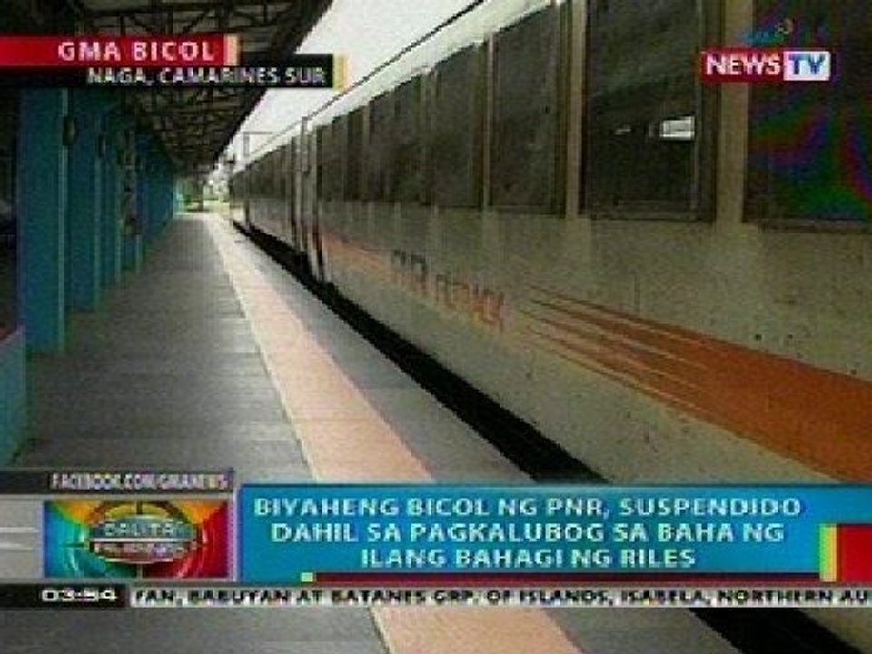 BP: Biyaheng Bicol ng PNR, suspendido dahil sa pagkalubog sa baha ng ilang bahagi ng riles