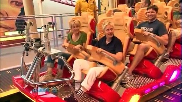 Ellen Rides the Hollywood Rip Ride Rockit!