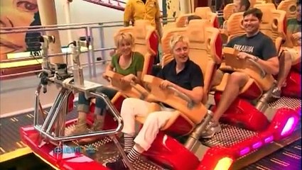Ellen Rides the Hollywood Rip Ride Rockit!