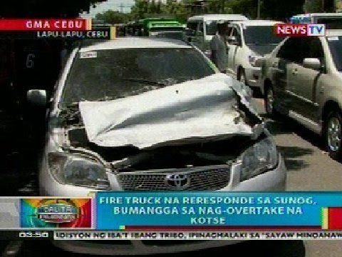 BP: Fire truck na reresponde sa sunog sa Cebu, bumangga sa nag-overtake na kotse
