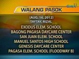 UB: Ilang eskwelahan, wala pa ring pasok ngayong araw (Aug. 16, 2012)