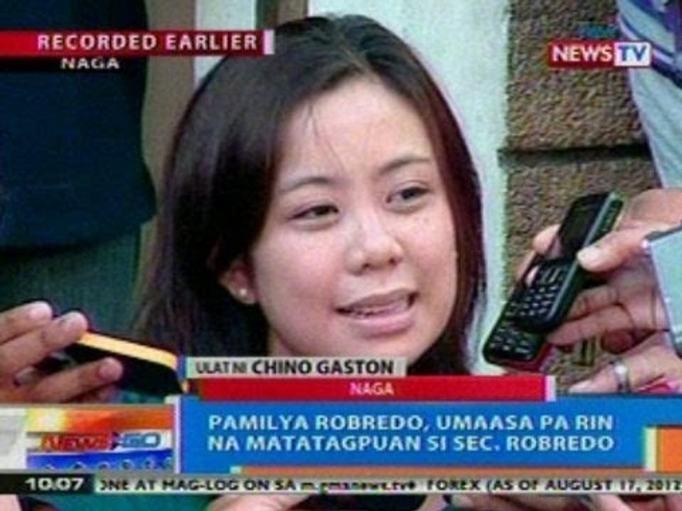 NTG: Pamilya Robredo, umaasa pa rin na matatagpuan si Sec. Jesse Robredo