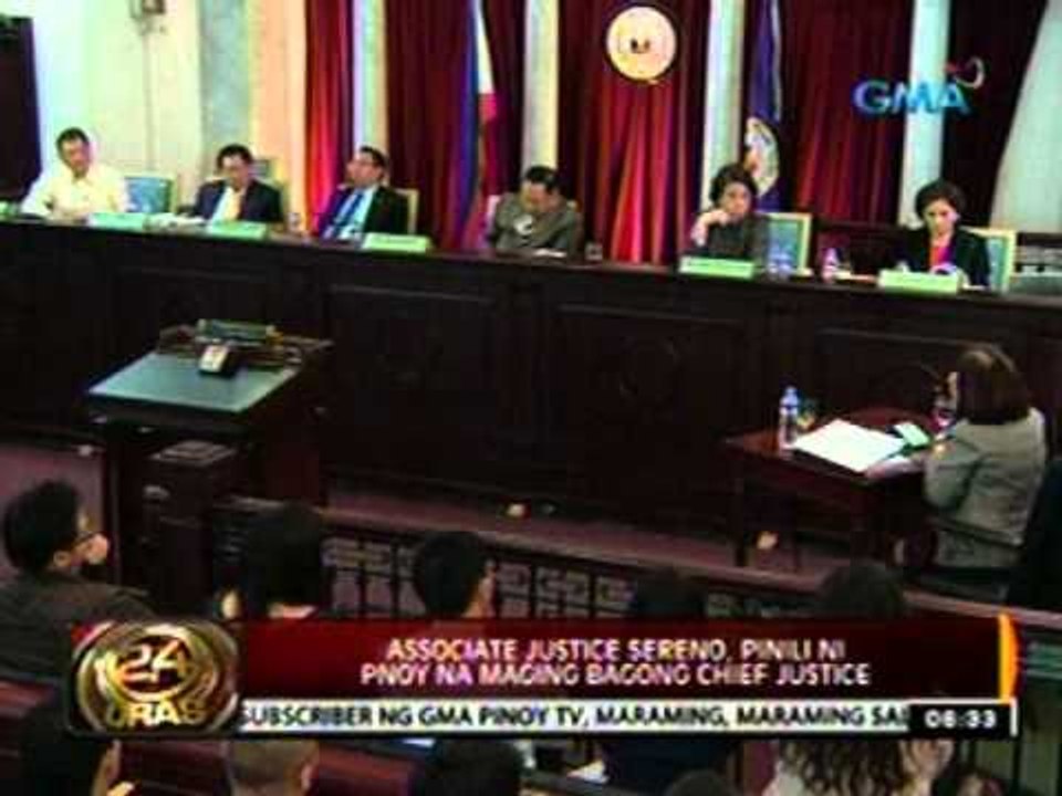 24oras: Associate Justice Sereno, pinili ni PNoy na maging bagong Chief Justice