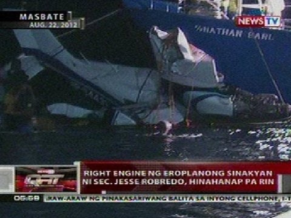 QRT: Right engine ng eroplanong sinakyan ni Sec. Robredo, hinahanap pa rin sa Masbate
