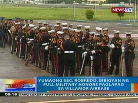 NTG: Yumaong Sec. Robredo, bibigyan ng full military honors paglapag sa Villamor Airbase