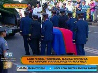 UH: Labi ni Sec. Robredo, dadalhin na sa Pili Airport para ilipad pa-Maynila