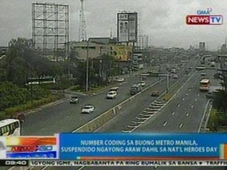 NTG: Number coding sa buong Metro Manila, suspendido ngayong araw dahil sa Nat'l Heroes Day