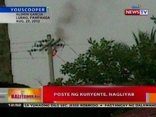 BT: Poste ng kuryente sa Pampanga, nagliyab