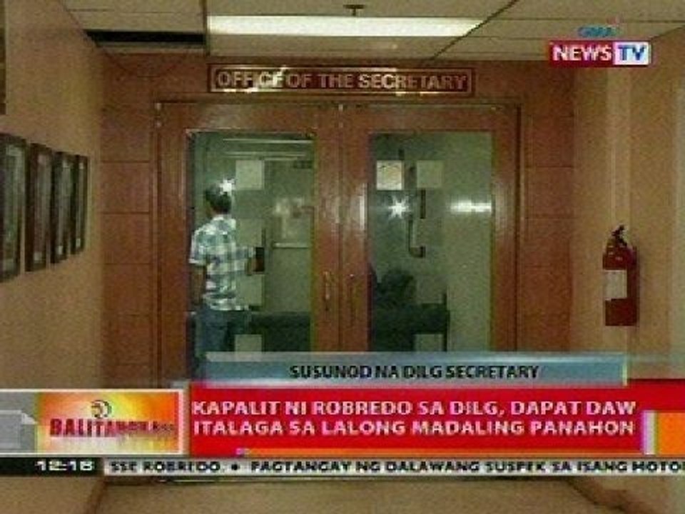 BT: Kapalit ni Robredo sa DILG, dapat daw italaga sa lalong madaling panahon