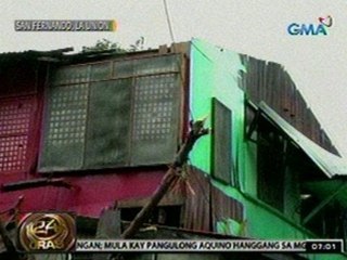 24Oras: Mahigit 20 bahay sa San Fernando, La Union, napinsala ng buhawi