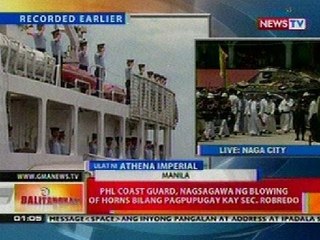 BT: PHL Coast Guard, nagsagawa ng Blowing of Horns bilang pagpupugay kay Sec. Robredo