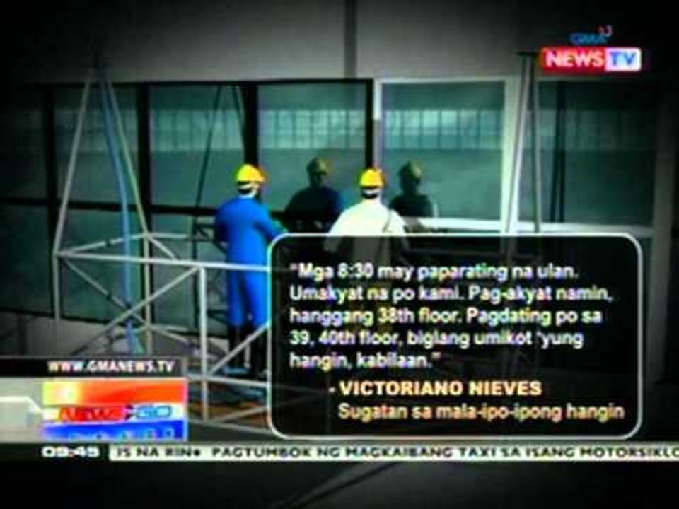 NTG: Dalawang housekeeping staff, sugatan matapos bayuhin ng hangin ang kanilang gondola