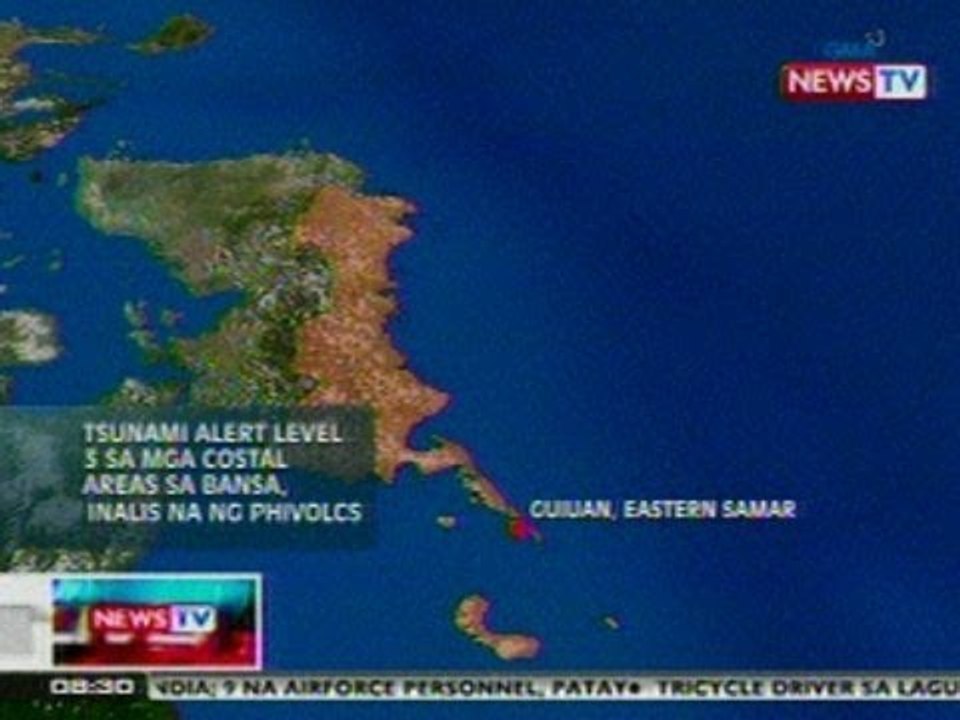 NTVL: Tsunami alert level 3 sa mga costal areas sa bansa, inalis na ng Phivolcs
