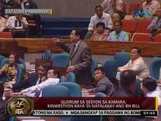 24Oras: Quorum sa sesyon sa kamara, kinwestyon kaya 'di natalakay ang RH Bill
