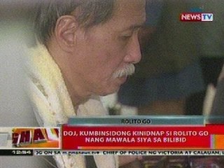 BT: DOJ, kumbinsidong kinidnap si Rolito Go nang mawal siya sa bilibid
