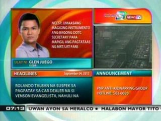 NCCSP, umaasang magiging instrumento ang bagong DOTC Sec. para mapigil ang pagtataas ng MRT/LRT fare