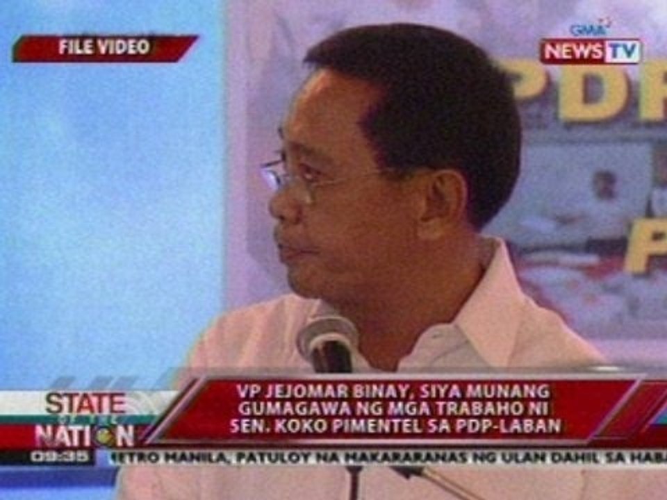SONA: VP Jejomar Binay, siya munang gumagawa ng mga trabaho ni Sen. Koko Pimentel sa PDP-Laban