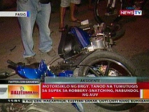 BT: Motorsiklo ng brgy. tanod na tumutugis sa suspek sa robber-snatching sa Pasig, nabundol ng AUV