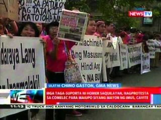 NTL: Mga taga-suporta ni Homer Saquilayan, nagprotesta sa Comelec para maupong mayor ng Imus, Cavite