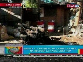 BP: Makina at chassis ng na-carnap na jeep, na-recover sa isang junk shop sa Liloan, Cebu