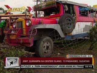 24 Oras: Jeep, sumampa sa center island, 15 pasahero, sugatan