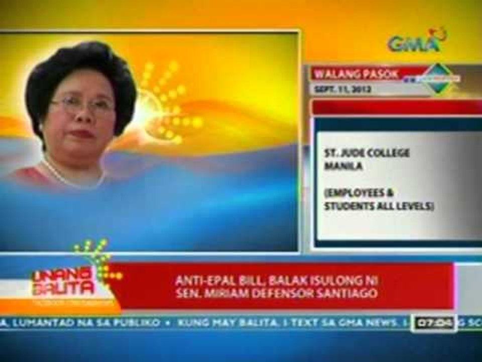 UB: Anti-epal bill, balak isulong ni Sen. Miriam Defensor Santiago
